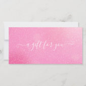 Carte Certificat Cadeau Paillettes Rose Chic (Devant)