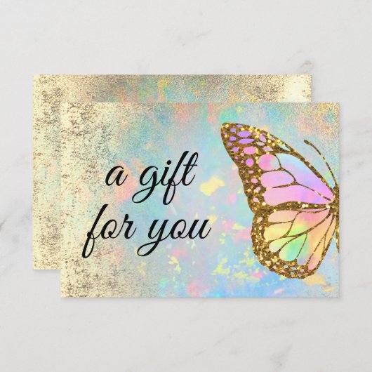 Carte certificat cadeau papillon coloré (Devant / Derrière)