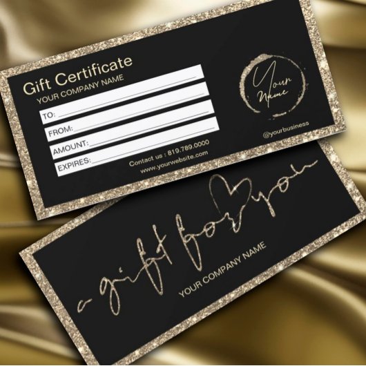 Carte Certificat cadeau Parties scintillant or moderne