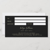 Carte certificat cadeau parties scintillant or mousseux (Dos)