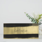Carte Certificat Cadeau Peinture Noir & Or Glam Moderne (Debout devant)