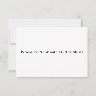 Carte Certificat cadeau personnalisé de 8,9 cm de largeu