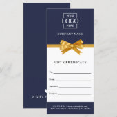 Carte Certificat Cadeau Personnalisé Entreprise Chic et (Devant / Derrière)