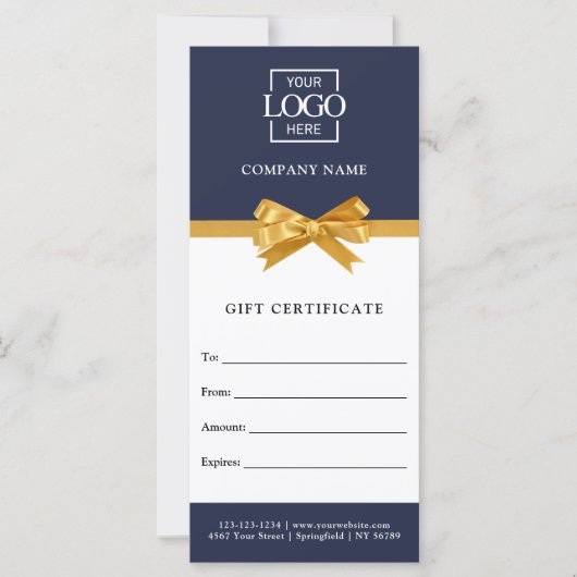 Carte Certificat Cadeau Personnalisé Entreprise Chic et (Devant)