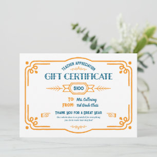Carte Certificat cadeau personnalisé pour la reconnaissa