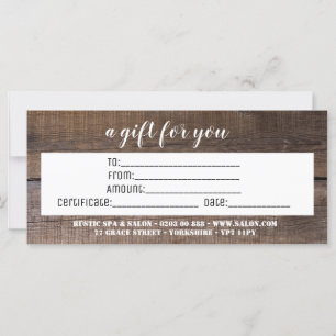 Carte Certificat cadeau personnalisé Rustic Business
