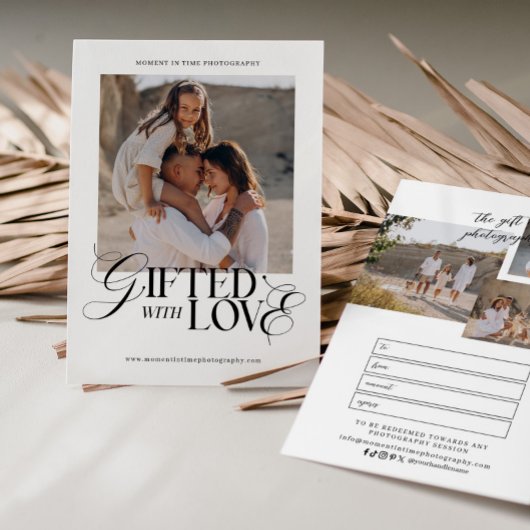 Carte Certificat cadeau photo minimaliste