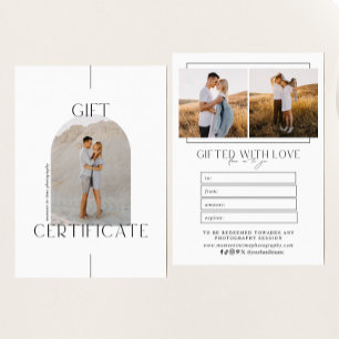 Carte Certificat cadeau photo minimaliste Arch