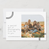 Carte Certificat cadeau photo minimaliste simple (Devant)