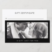 Carte Certificat Cadeau Photographe Noir (Devant / Derrière)