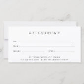 Carte Certificat Cadeau Photographe Noir (Dos)