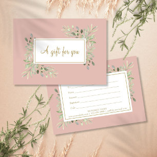 Carte Certificat cadeau Pink And Gold Script Greenery