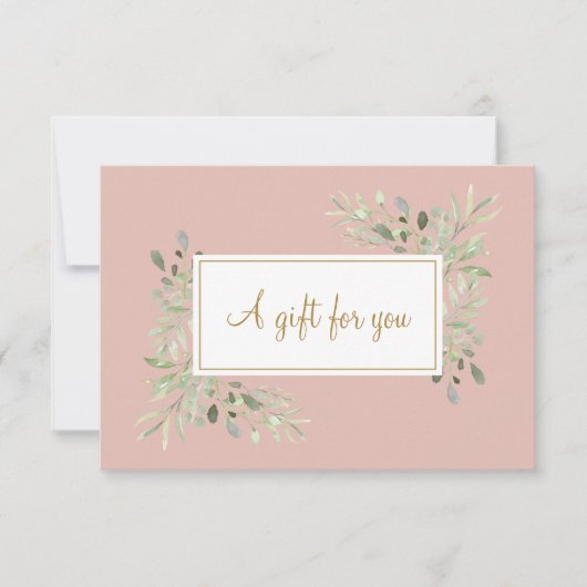 Carte Certificat cadeau Pink And Gold Script Greenery (Devant)