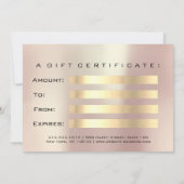 Carte Certificat cadeau Pink Blush Lash Beauty Maquillag (Dos)