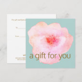 Carte Certificat cadeau Pink Floral Watercolor (Devant / Derrière)