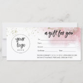 Carte Certificat cadeau Pink Gold Business avec logo (Devant)
