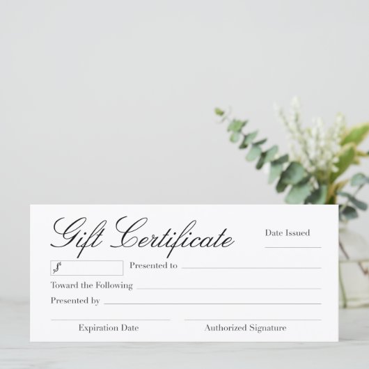 Carte Certificat cadeau polyvalent (Debout devant)