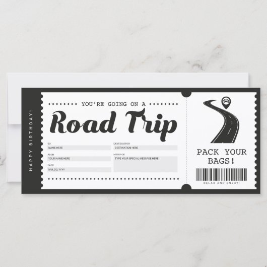 Carte Certificat cadeau pour billet de voyage surprise (Devant)