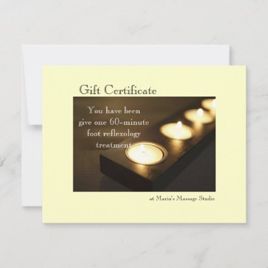 Carte Certificat cadeau pour bougies votives (Devant)