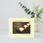 Carte Certificat cadeau pour bougies votives (Debout devant)
