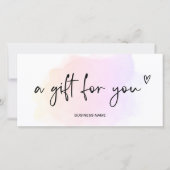 Carte Certificat cadeau pour le coeur d'aquarelle arc-en (Devant)