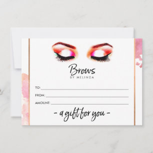 Carte Certificat cadeau pour sourcils aquarelle créatifs