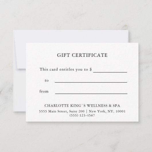 Carte CERTIFICAT CADEAU| pour vous (Dos)