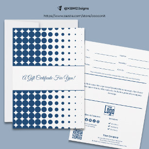 Carte Certificat cadeau professionnel bleu blanc demi-to