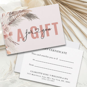 CARTE CERTIFICAT CADEAU PROFESSIONNEL BOHO