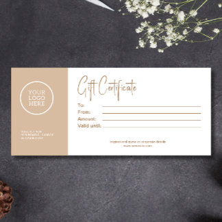 Carte Certificat cadeau professionnel de script professi