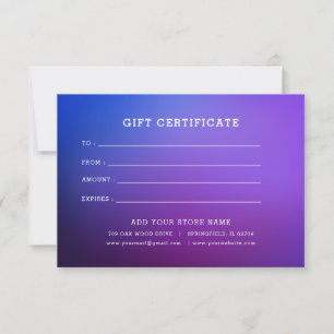 Carte Certificat cadeau professionnel minimaliste avec l