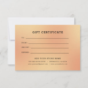 Carte Certificat cadeau professionnel minimaliste avec l