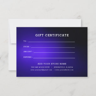 Carte Certificat cadeau professionnel minimaliste avec l