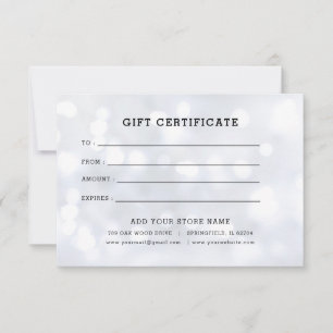 Carte Certificat cadeau professionnel minimaliste avec l