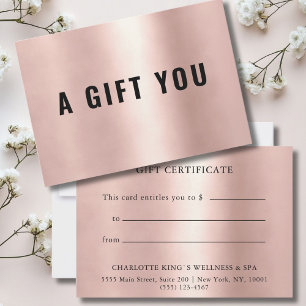 Carte CERTIFICAT CADEAU PROFESSIONNEL Rosegold