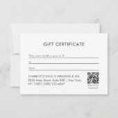 Carte Certificat Cadeau QR-Code du Salon Floral Céleste (Dos)