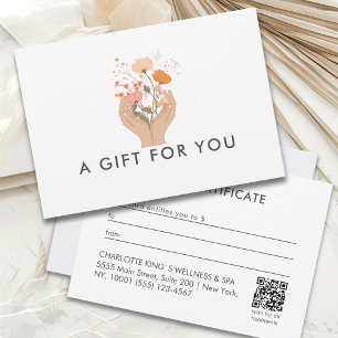 Carte Certificat Cadeau QR-Code du Salon Floral Céleste
