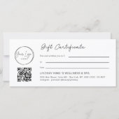 Carte Certificat cadeau QR Code Logo Opale Luxe (Dos)