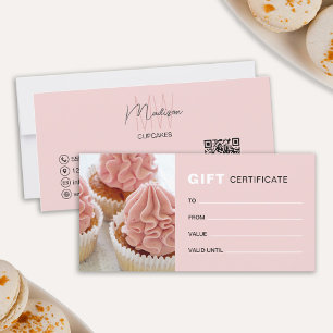 Carte Certificat Cadeau QR Code Photo Monogramme Boulang