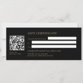 Carte Certificat cadeau QR Code Salon de sourcils minima (Dos)