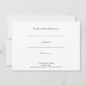 Carte Certificat-cadeau rayé argenté FAUX Monogram rose (Dos)