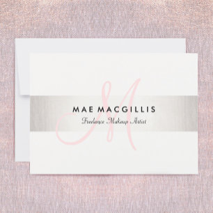 Carte Certificat-cadeau rayé argenté FAUX Monogram rose