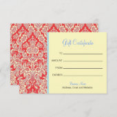 Carte Certificat cadeau Red Damask (Devant / Derrière)