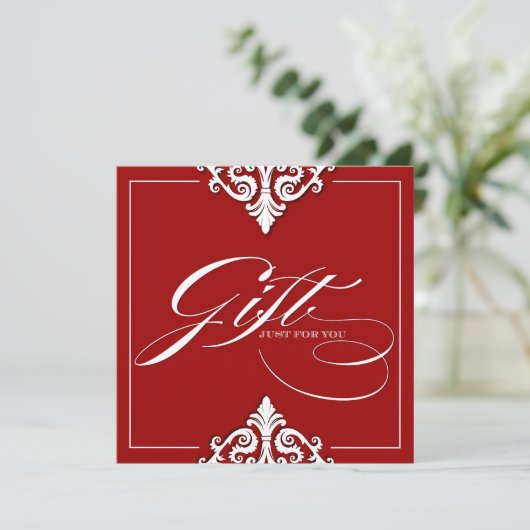 Carte Certificat cadeau Red Damask Classy (Debout devant)