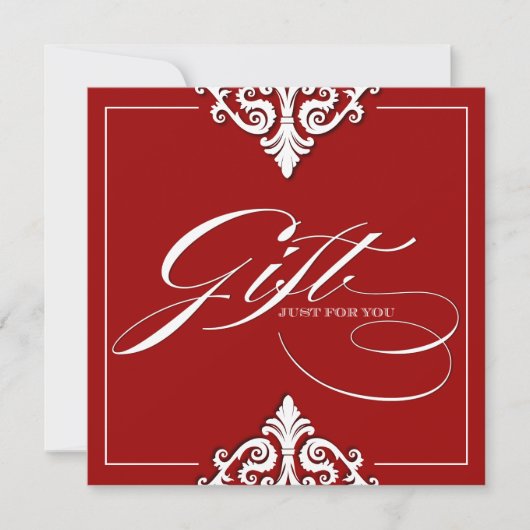 Carte Certificat cadeau Red Damask Classy (Devant)