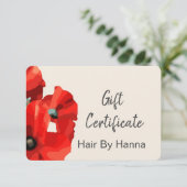 Carte Certificat cadeau Red Poppy (Debout devant)