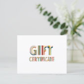 Carte Certificat Cadeau Rétro Vintage Blanc (Debout devant)