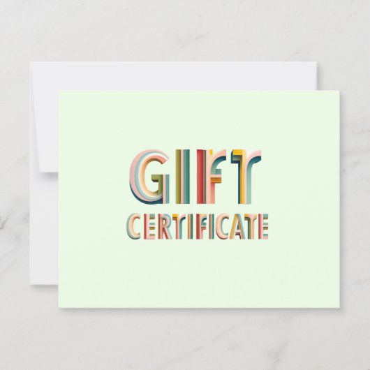 Carte Certificat Cadeau Rétro Vintage Vert (Devant)