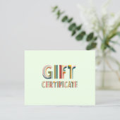 Carte Certificat Cadeau Rétro Vintage Vert (Debout devant)