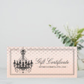 Carte Certificat cadeau rose de lustre d'or (Debout devant)